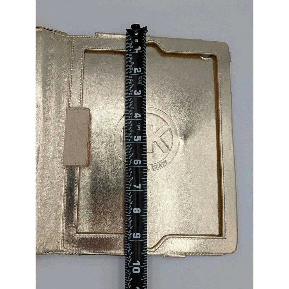 Michael Kors Black Python Embossed Zip Around iPad Folio Case Gold Hardware MK